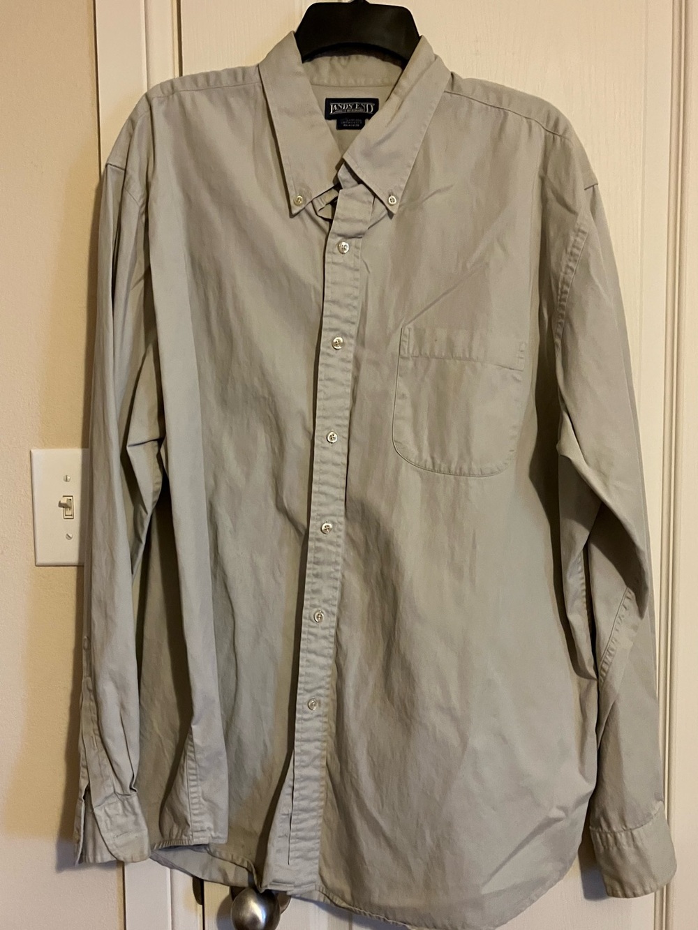 Lands' End Men's Button-Down Shirt in Light Gray